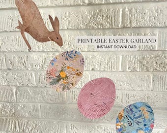 Printable Easter Garland | Bunny & Egg Easter Decor | Spring  Garland | Neutral Easter Decorations | Instant Download