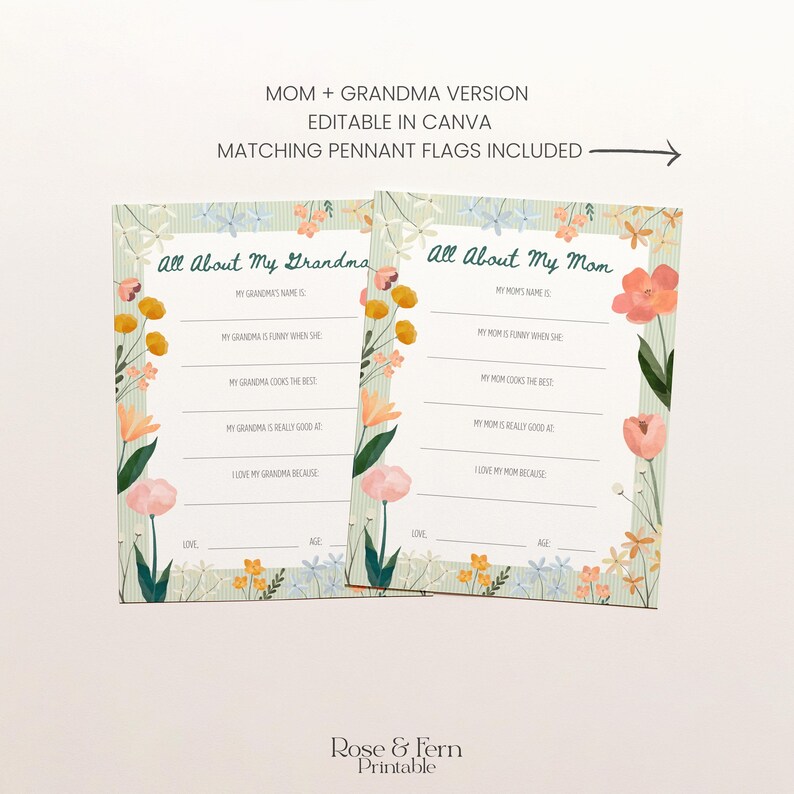 Mothers Day Interview Printable, All About My Mom Worksheet, Kids ...