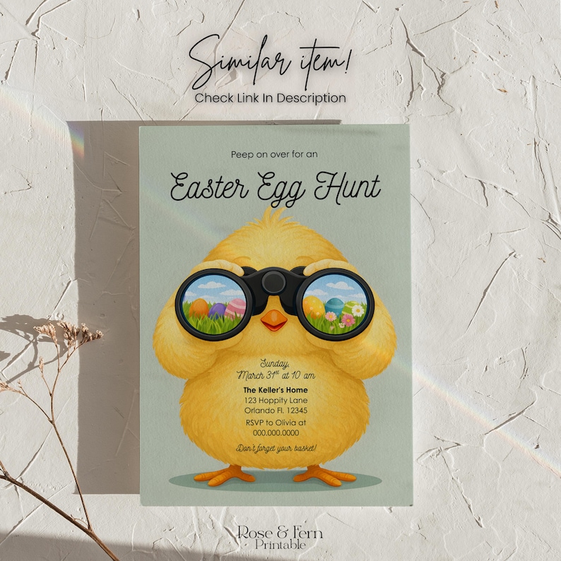 Easter Egg Hunt Invitation Canva Template | Bunny Easter Invite | Spring Party Invitation | E2 image 4
