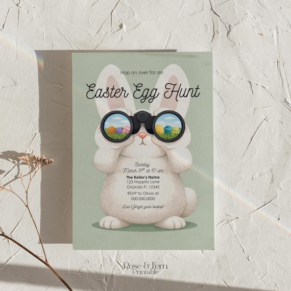 Easter Egg Hunt Invitation Canva Template | Bunny Easter Invite | Spring Party Invitation | E2