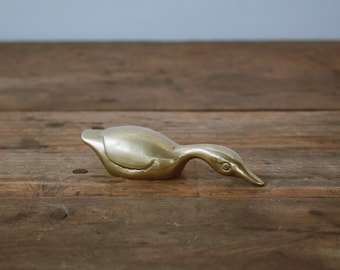 Vintage Gold Duck Figurine - Brass Figurine