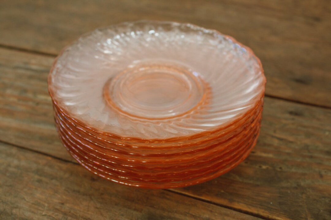 Pink Arcoroc Depression Glass Saucer Plates Set of 8 Etsy