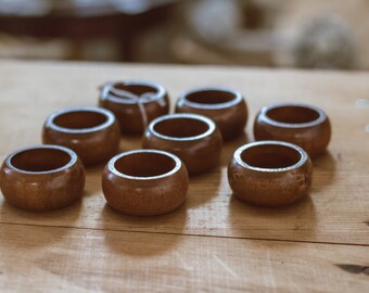 Modern Wooden Napkin Rings - S/8