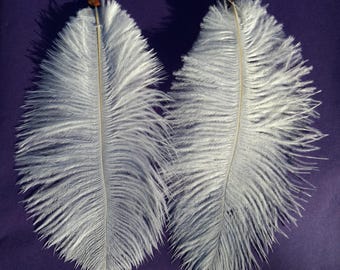 White Ostrich Feather Earrings Long Statement Plume Earrings Boho Festival Jewelry Lightweight Handmade
