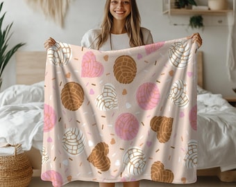 Concha Heart Blanket, Mexican Pan Dulce Plush Throw