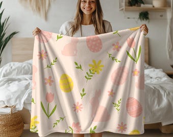 Easter Bunny Blanket, Throw Blanket, Easter throw blanket, Spring Blanket, blanket gift, home decor, birthday blanket, Easter decor, gifts