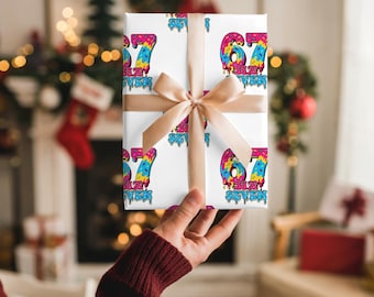 67th Birthday Wrapping Paper, Fun Drip Design Gift Wrap