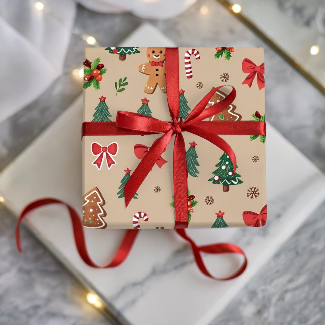 Christmas Wrapping Paper, Gingerbread Gift Wrap, Xmas Gift Wrap