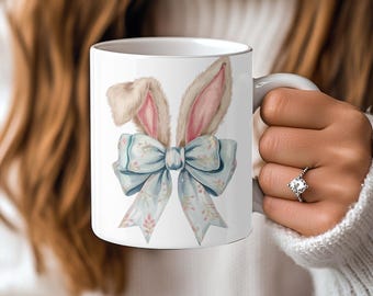 Easter Bunny Mug, Coffee Cup, coffee mug, spring mug, spring decor, Easter decor, Easter gifts, farmhouse cup, Easter Decor Gift, bunny mug