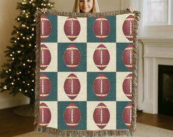 Football Woven Throw Blanket, Game Day Checkered Design