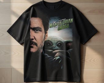 Maglietta Mandalorian Grogu, maglietta grafica ispirata a Star Wars, maglietta Baby Alien Space Warrior, maglietta regalo per appassionati di film di fantascienza