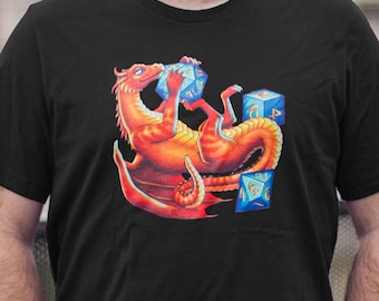 DnD-Dragon Shirt~ D20 Shirt~ DND Dices, Gamer Gift, cotton tee shirt