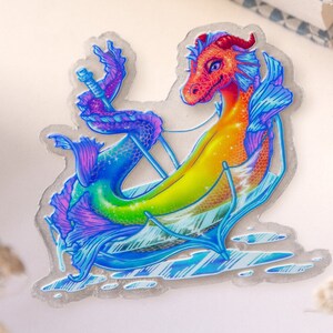 Rainbow Dragon Sticker~ Umbrella~ Rainy Day~ Clear Sticker~ Water Bottle Sticker~ Laptop Sticker~ Vinyl Planner Sticker~ Water Dragon