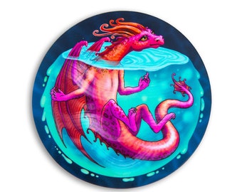 Dragon Sticker~ Water Dragon~ Red Dragon~ Fantasy sticker~ Vinyl Planner Sticker~ Water bottle Sticker~ Laptop Sticker