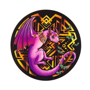 Art Deco Dragon Sticker ~ Cute Purple Dragon~ Wyvern~ Vinyl Sticker for Water Bottle Journal Laptop