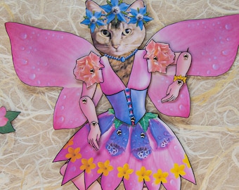 Fepappersdocka ~ Kattleddocka ~ Blomfedocka ~ Utskrivbar nedladdningsbar PDF ~ Direktnedladdning