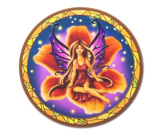 Purple Flower Fairy Sticker~ Evening Star ~ Fantasy~ vinyl sticker for Water Bottle, Laptop, Journal, waterproof sticker