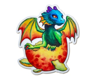 Dragon Sticker~ Hatching Dragon~ Rainbow ~Dragon Egg~ Vinyl Planner Stickers~ Laptop Sticker~ Water Bottle Sticker~ Stocking Stuffer