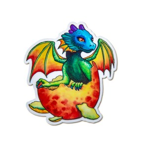 Dragon Sticker~ Hatching Dragon~ Rainbow ~Dragon Egg~ Vinyl Planner Stickers~ Laptop Sticker~ Water Bottle Sticker~ Stocking Stuffer