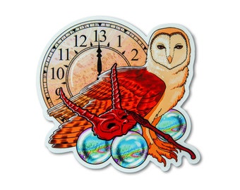 Labyrinth Cling~ Jareth Owl and clock Goblin King~ Window cling~ for car windows, monitors