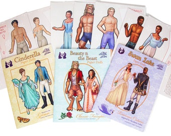 Fairy Tale Paper Dolls 3 pack~ Cinderella Dolls~ Beauty & the Beast Dolls~ Swan Lake Dolls~ Craft Activity