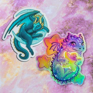 Celestial Dragon Sticker Pack~ Star Dragon~ Moon Dragon~ Cute Dragons~ Vinyl Stickers for laptop, journal, water bottle