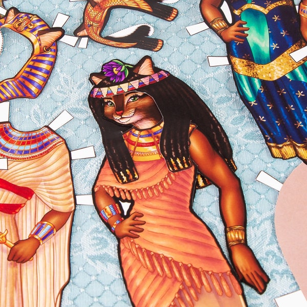 Bastet Paper Doll~ Egyptian Goddess~ Cat Doll~ Ancient Egyptian Costumes~ Doll Clothes