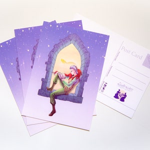 Elf and dragon postcard, original fantasy art, 5x7 image 2