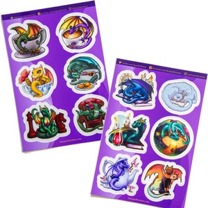 Dragon Sticker Sheets 2 Pack~ Vinyl Planner Stickers~ Sticker Pack~ Fantasy Stickers