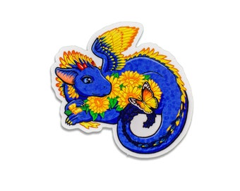 Dragon Sticker~ Ukraine Peace Dragon~ Charity Sticker~ Water Bottle sticker~ Vinyl Planner Sticker~ Laptop Sticker