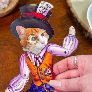 Mad Hatter Paper Doll~ Cat Doll~ Articulated Doll~ Instant Download~ Printable Doll PDF~ Alice in Wonderland