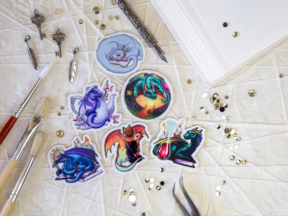 Book Dragon Sticker Sheet #2~ 6 dragon stickers~ Vinyl Planner Stickers ~ Fantasy Stickers~ Sticker Pack~ Laptop Stickers~ Small Stickers