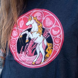Unicorn T shirt, men's sizes/Unisex t-shirt, Art Nouveau design, fantasy art, artnouveau, unicorne