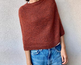 Modèle tricot de poncho, modèle cape, modèle tricot pour débutant, tutoriel poncho, modèle anglais Merilin