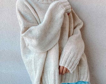 Knitting Pattern, Sweater pattern, Oversized sweater easy pattern for knitting chunky sweater
