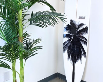 Black and White Palm Surfboard Wall Art Longboard
