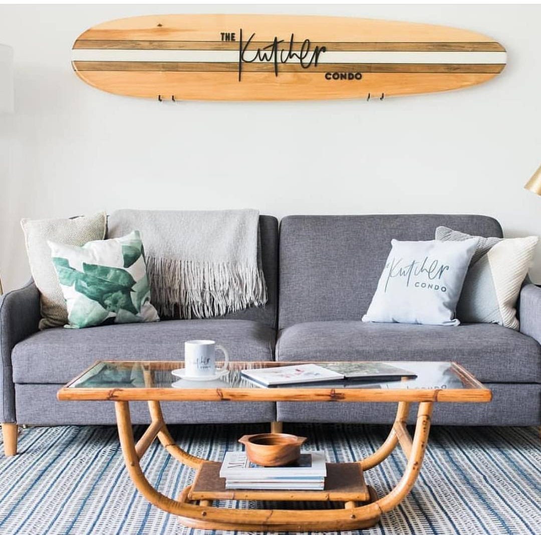 Wooden surfboard on sale wall decor