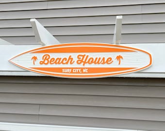 Outdoor Shortboard Surfboard PVC House Sign With Icon