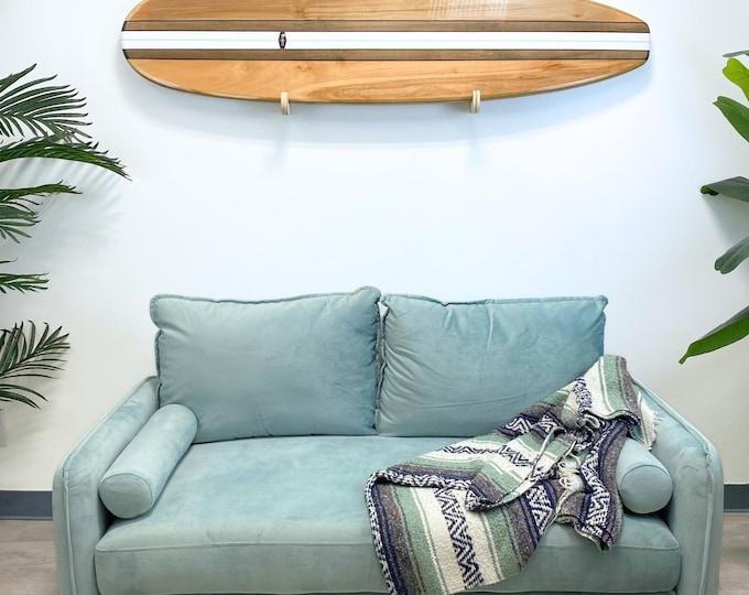 Featured listing image: The Bonus Birch Natural Wood Surfboard Wall Art