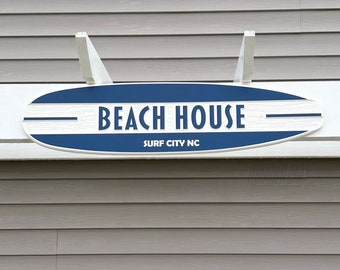 The Seaside Custom Outdoor Longboard Surfboard Beach House Sign