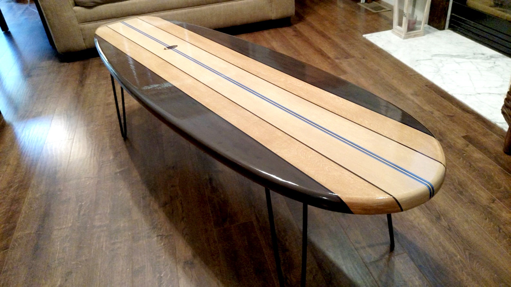 48 X 16 Surfboard Coffee Table Wooden Surfboard Table Surf Furniture 48 X 16 Surfboard Coffee Table Wooden Surfboard Table Surf Furniture