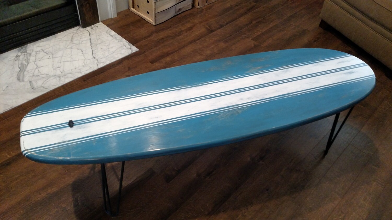 Surfboard Coffee Table Wooden Weathered Surfboard Table Surf Etsy