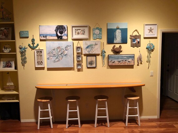 Surfboard Bar Top Or Shelf With Supports Etsy