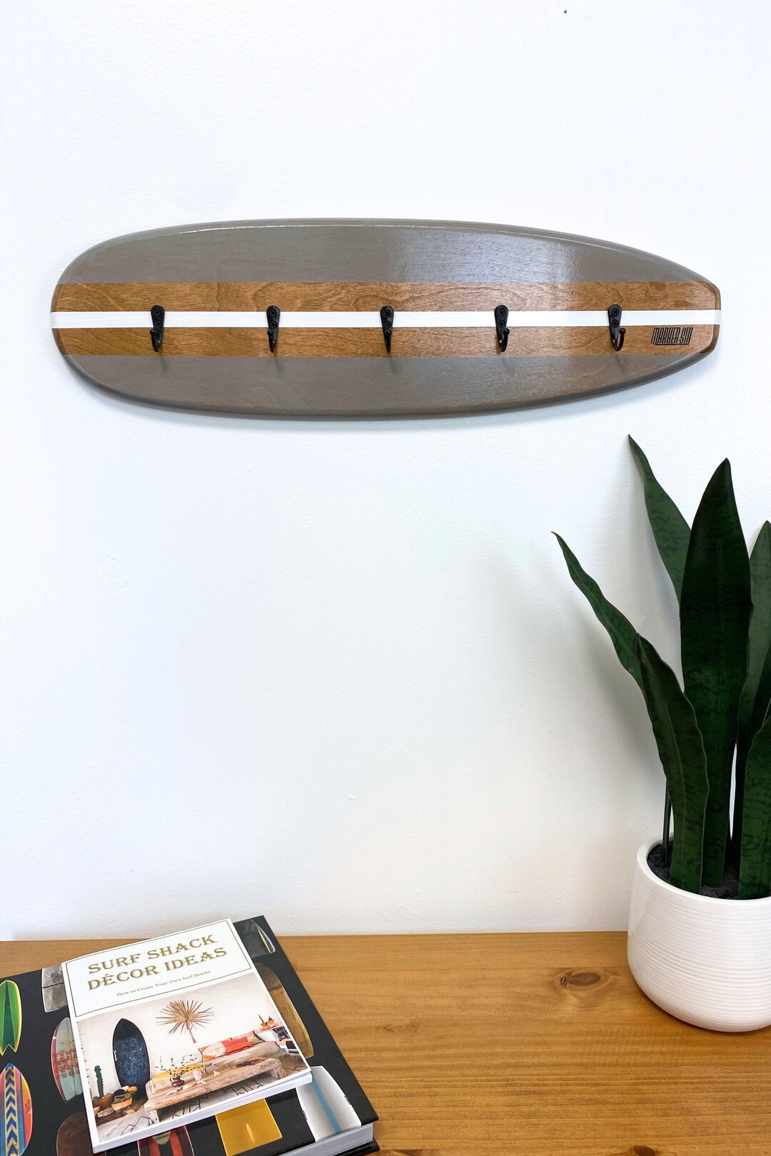 Gray and Stain Longboard Surfboard Key Holder - Etsy