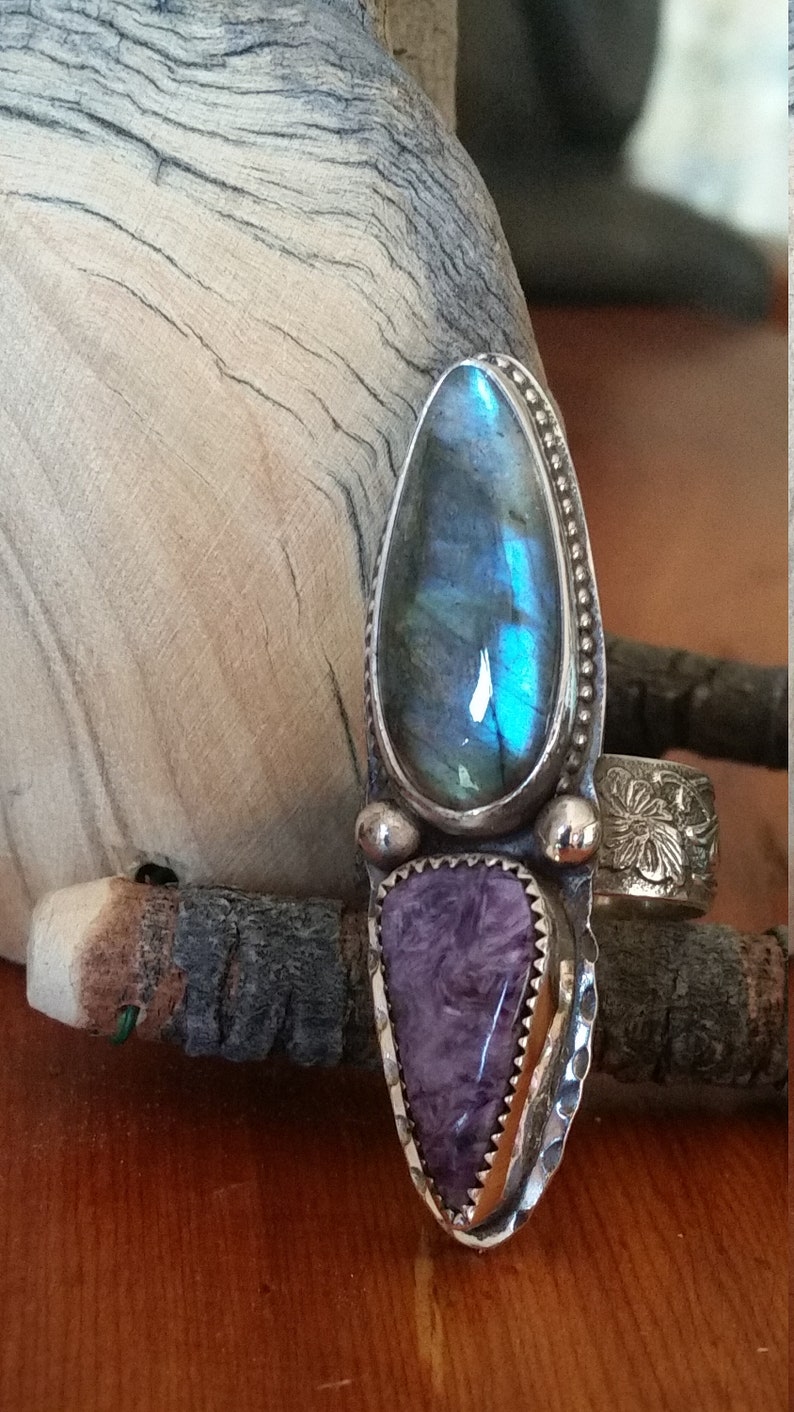 Charoite and Labradorite Ring