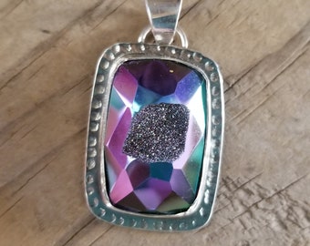 Purple Drusy Pendant Necklace