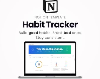 Daily Habit Tracker Notion Template | Monthly & Weekly Dashboard and Journal (Digital Download)