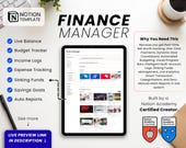 Notion Finance Manager | Automated Budget Tracker, Expense Log, Savings Goals