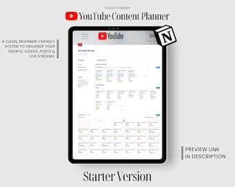 YouTube Planner Notion Template – Simple Starter Edition (Clean & Easy)