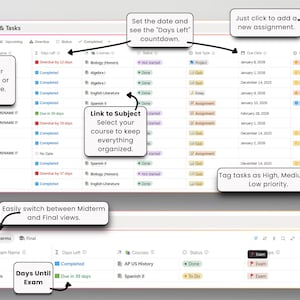 Student Planner Notion Template | 4-year University Dashboard | 8 ...